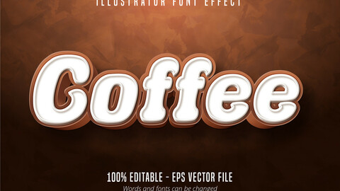 Coffee text, 3d editable font effect