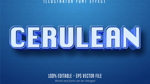 Cerulean text, 3d blue editable font effect