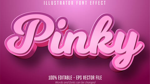 Pinky text, 3d editable font effect