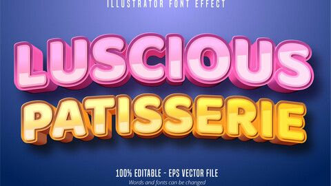 Luscious Patisserie text, 3d pastry style editable font effect