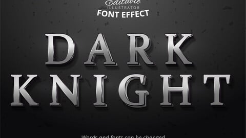 Dark knight text, 3d silver editable font effect