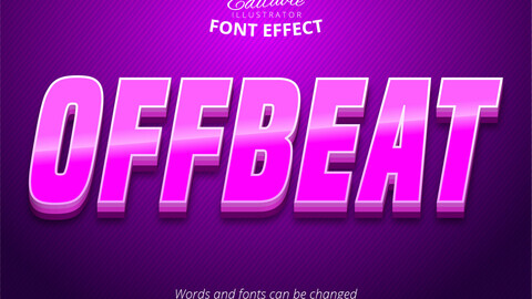 Offbeat text, 3d purple editable text effect