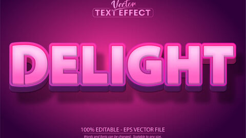 Delightful pink text style, editable text effect