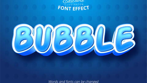 Bubble cartoon style, 3d editable text effect