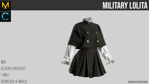 Military Lolita | Marvelous Designer project + | .obj