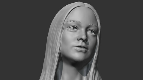 HD girl bust K 3D print model