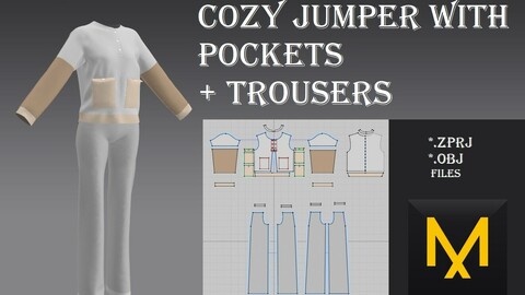 Сozy jumper with pockets + trousers. Marvelous Clo