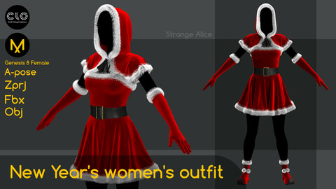 New Year's women's outfit. Clo3d, Marvelous Designer projects.