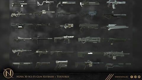 Noya 30 Sci-Fi Gun Kitbash with Textures - (Unreal engine / Unity)