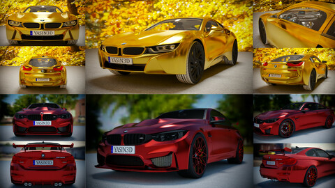 3d collection BMW m4 2016  & BMW i8 2016 update+HDIR