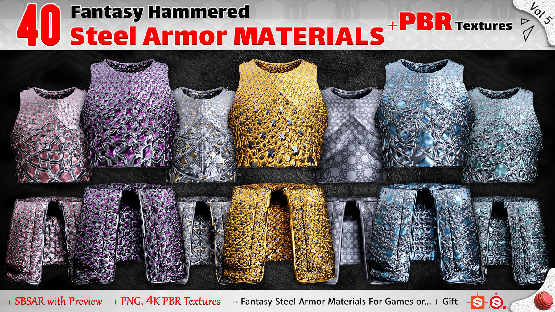 ArtStation - 20 PBR Leather Armor Texture (Seamless) VOL 4