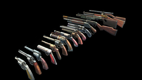 Western Weapons Pack: Hand-Painted Guns Bundle for FPS Projects