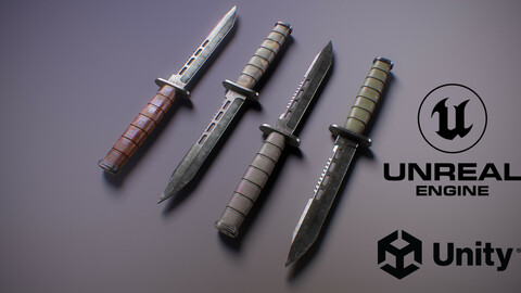 PBR Futuristic Kabar Combat Knife Set