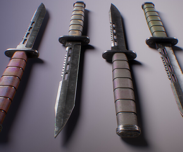 ArtStation PBR Futuristic Kabar Combat Knife Set Game Assets