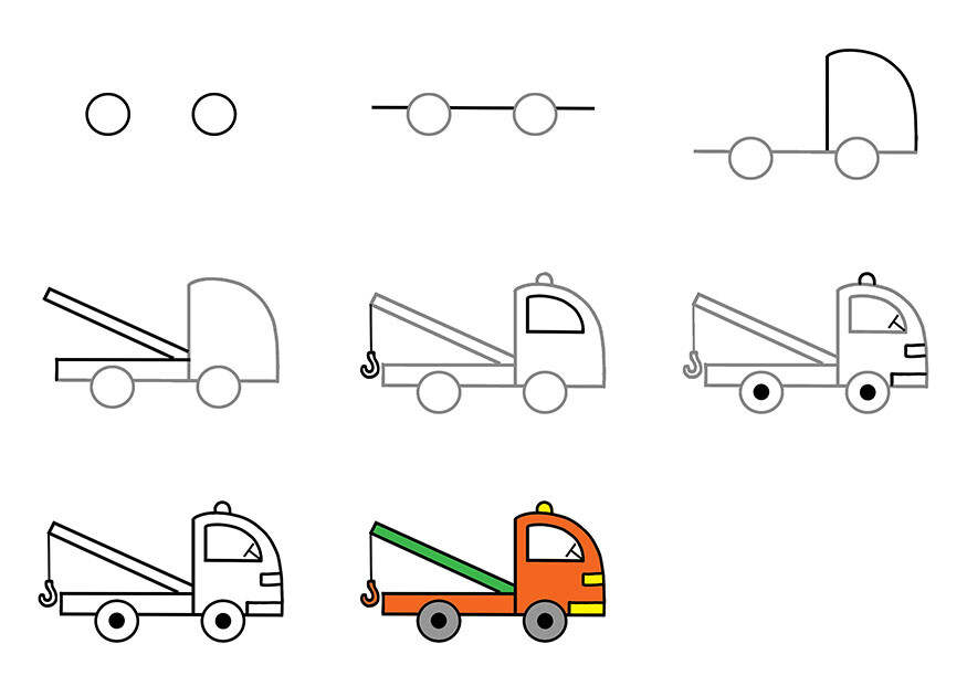 Drawing tutorial. How to draw a car. Truck to be traced. Vector trace game. Step  by step. Dot to dot educational game for kids. Stock Vector | Adobe Stock