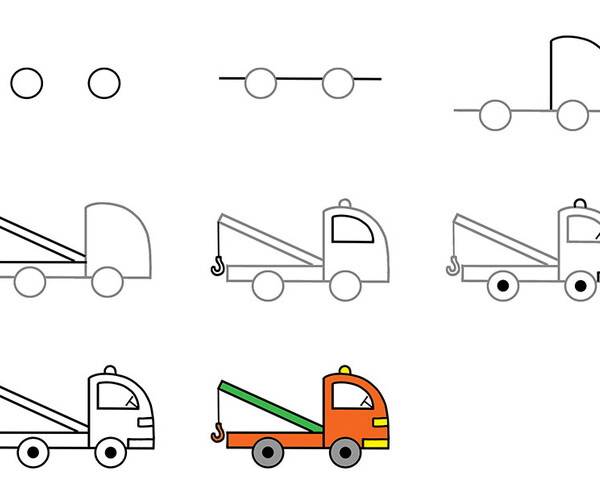 truck drawings step by step