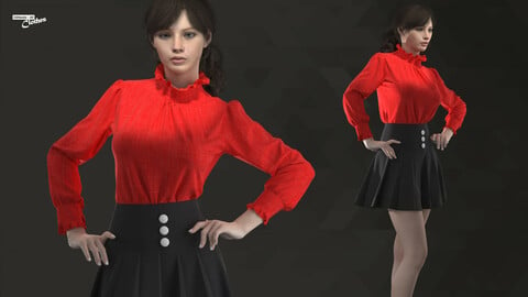 Female Casual Red - 84 Marvelous Designer and Clo3D