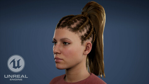 Base Metahuman preset with braids hair for UE4 groom plugin (alembic hair)