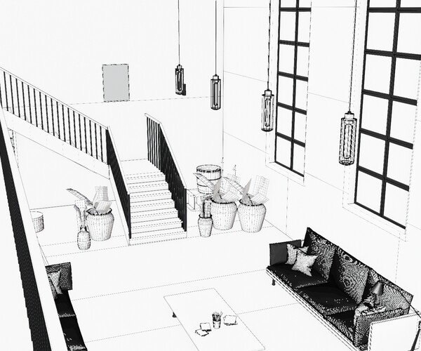 Picture of ArtStation - penthouse industrial living room | Resources
