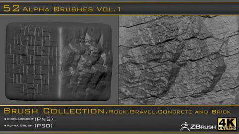 52 Alpha brushes. Rock, Gravel, Concrete and Brick Vol.1