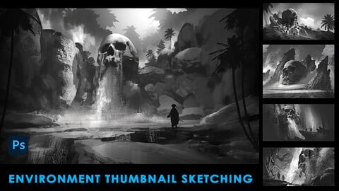Environment Thumbnail Sketching ( 4 hours of narrated video - Photoshop assets included )