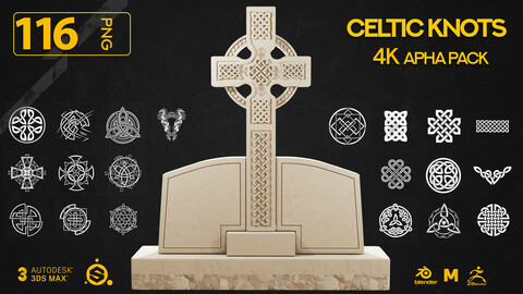 115 Celtic  Ornament Symbols & Knots 4K Alpha Pack