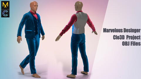 Three-piece suit  / Marvelous Desinger/Clo3D Project+OBJ File