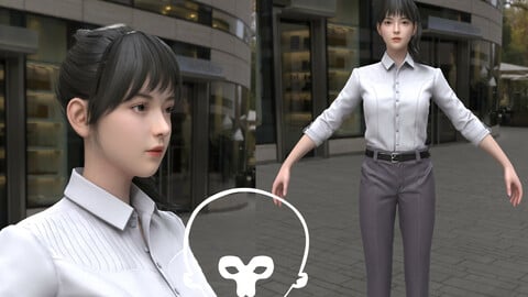 Business woman in a working Suit Game Assests business suit skirt blouse pants uniform higheel pbr