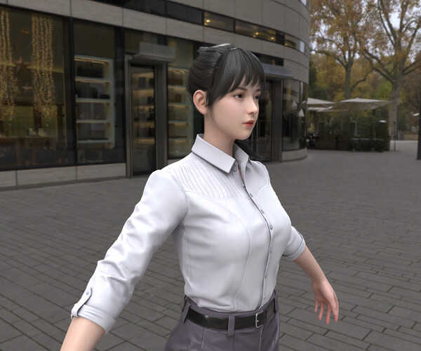 Artstation Business Woman In A Working Suit Game Assests Business Suit Skirt Blouse Pants 8506