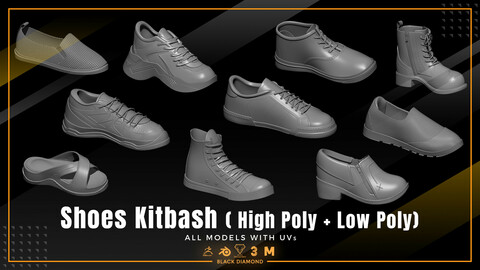 Shoes Kitbash ( OBJ / ZTL / Fbx /Blend )