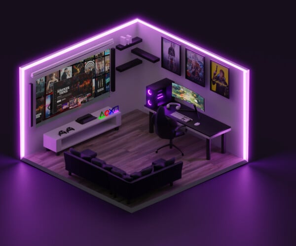 ArtStation - Green Gamer Room