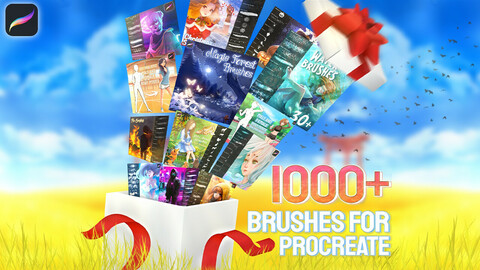 Over 1000+ Procreate Brushes, Whole store bundle (Textures, Stamps, Brushes)
