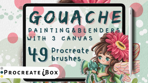 Gouache Procreate brushes with blenders | ProcreateiBox