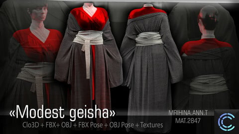 .Modest geisha. Clo3d. Marvelous Designer