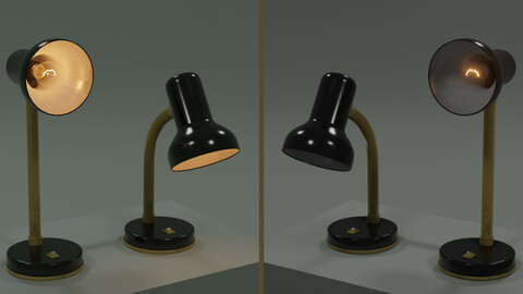 Desk Lamp with Bulb and three custom 2-sided shaders for Unity