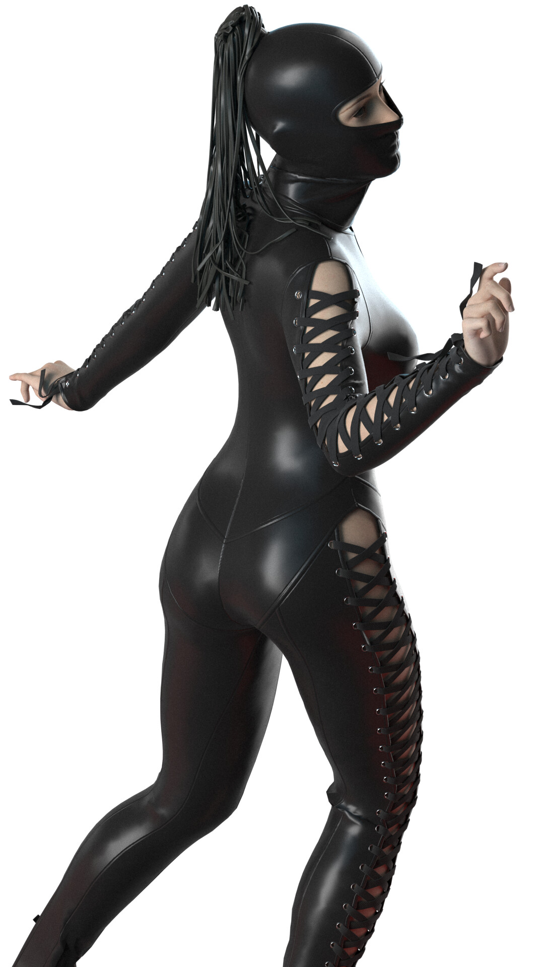 Black latex body suit woman hi-res stock photography and images