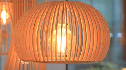 Rattan LED Wood Pendant Light