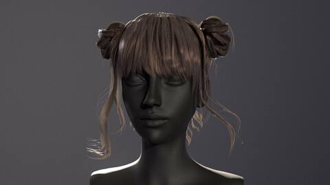 Rigged Game Hairstyle - Twin Buns