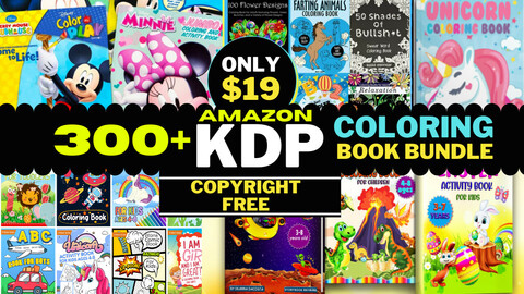 300 Amazon - Etsy KDP coloring book bundle ready for upload