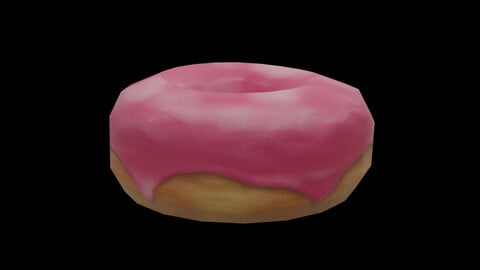 Strawberry Glazed Doughnut Low-poly 3D model