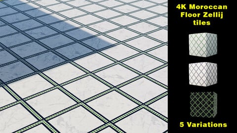 PBR Realistic Moroccan Zellij Floor Tiles Textures For Archviz or Game Engine