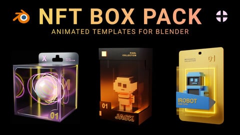 NFT BOX PACK animated templates for Blender with textures