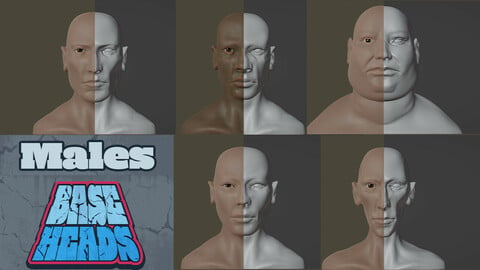 Base Heads - Males - Base Meshes for concept/illustration