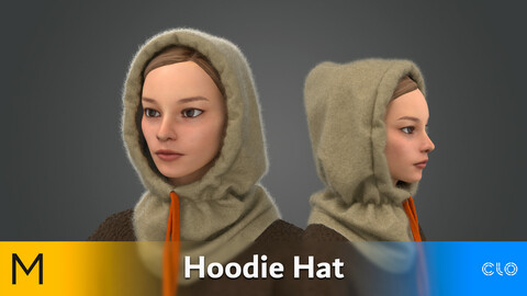 Hoodie Hat Balaclava Warmer Crochet Marvelous Designer, CLO3D