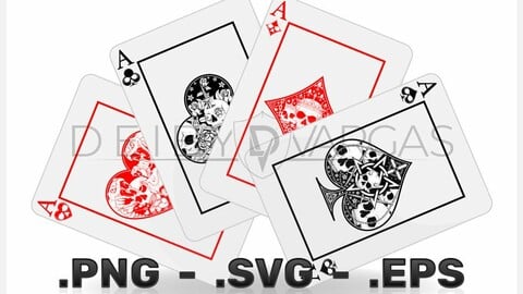 Poker card design with skulls