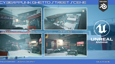 Cyberpunk Ghetto Street UE4 Scene