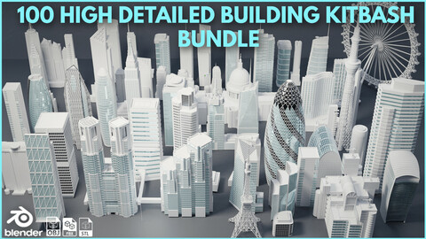 High Detailed Skyscrapers and Buildings Kitbash Bundle