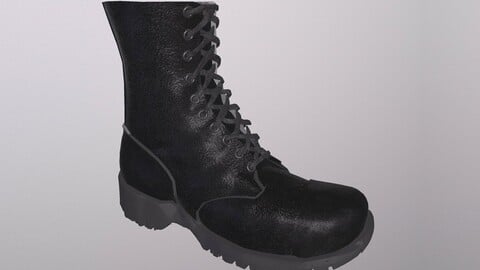 LEATHER MILITARY BOOTS low-poly