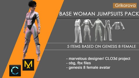 base woman jumpsuits pack. full pack