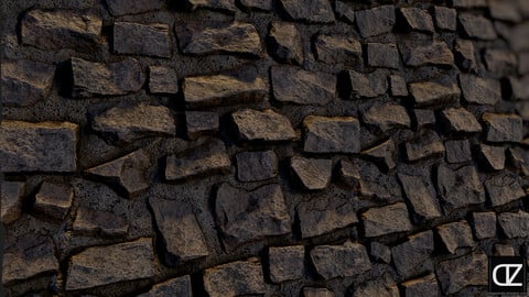 PBR - CONCRETE ROCK WALL - 4K MATERIAL